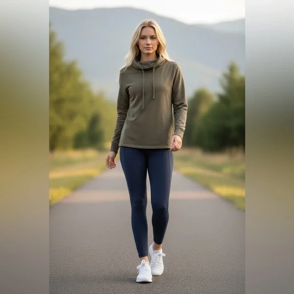 Gray Cowl Neck Athletic Pullover - Picture 2 of 3